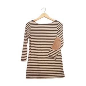 3/4 sleeve Striped Top w/ Elbow Patches